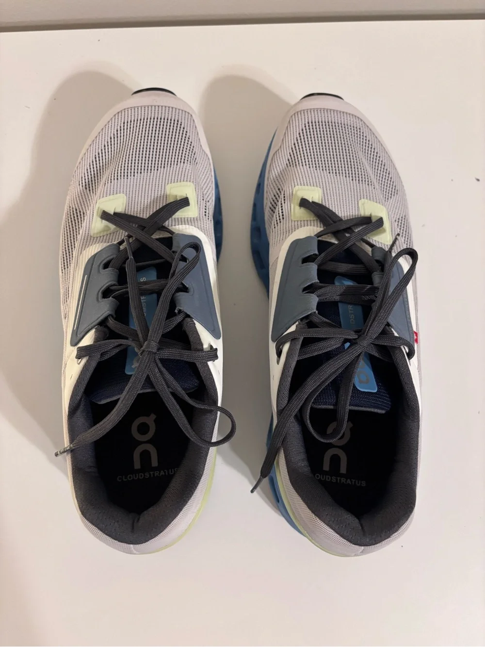On Cloudstratus Men’s Running Shoes Frost Niagara Blue White Size 9.5